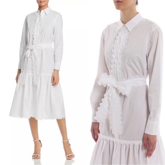 Tory Burch Scalloped Cotton Shirt Dress - Picture 5 of 9